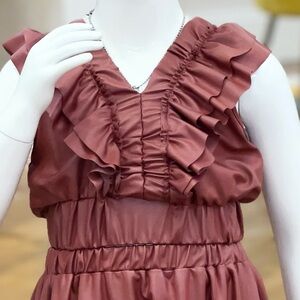 Ruffled Sleeveless Girls Faux Leather Top